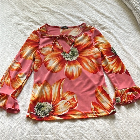 Rampage Pink and Orange Floral Blouse - Picture 1 of 10